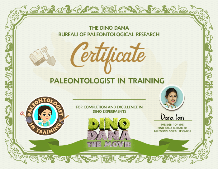 Dino Dana Certificate